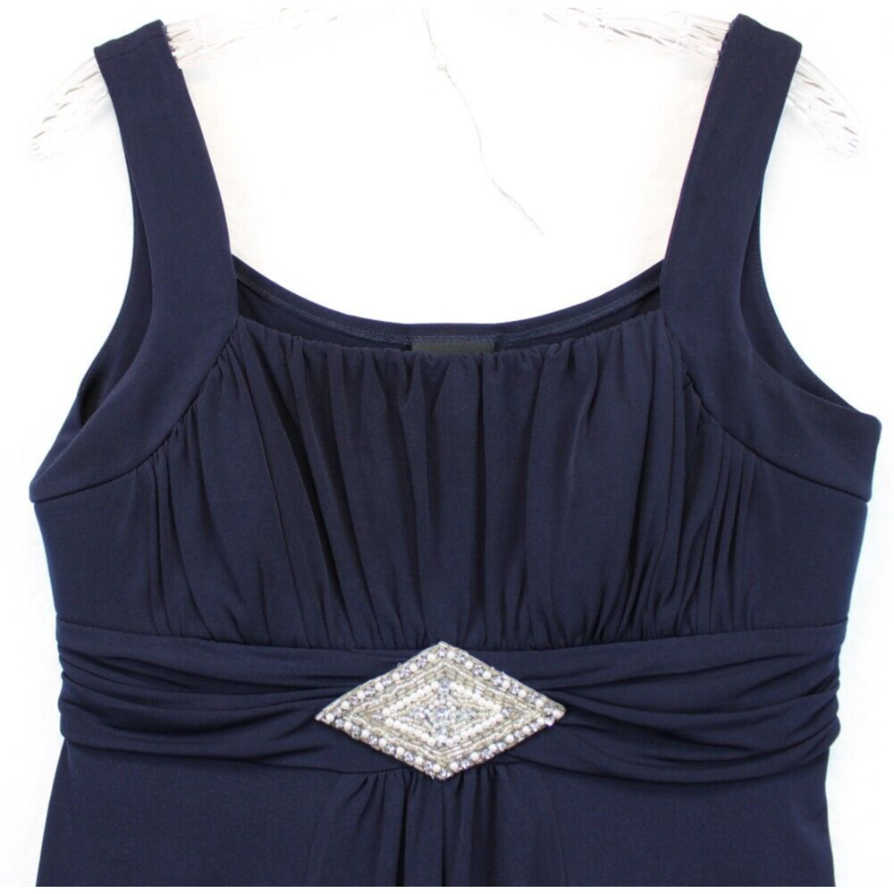 Enfocus Studio Strap Dress Adorned Ruched High Low Women 8 Navy Evening Festive - Picture 4 of 11